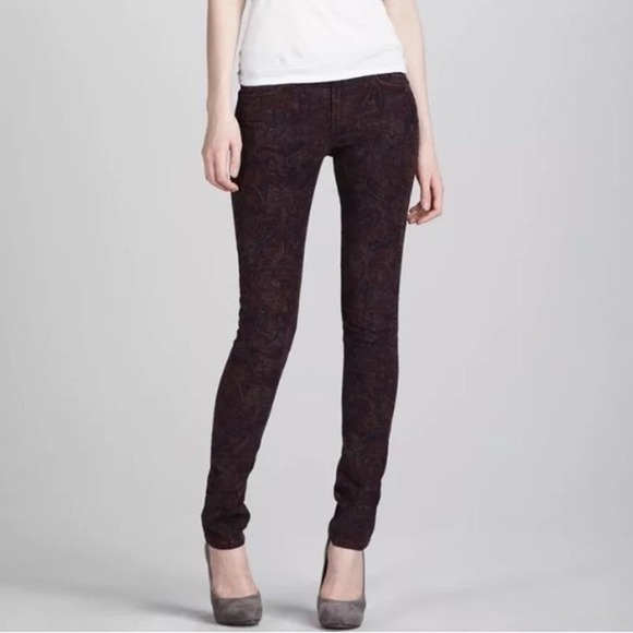 3/$20 Joe's Maroon Paisley Print Corduroy Mid Rise The Skinny Jeans 28 - Picture 9 of 10